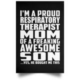 Proud Respiratory Therapist Mom Of Awesome Son - Poster Portrait