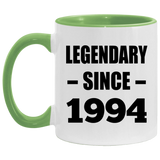 30th Birthday Legendary Since 1994 - 11oz Accent Mug Green