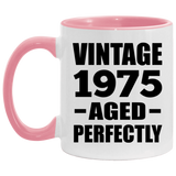 49th Birthday Vintage 1975 Aged Perfectly - 11oz Accent Mug Pink