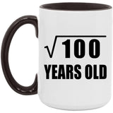 10th Birthday Square Root of 100 Years Old - 15oz Accent Mug Black
