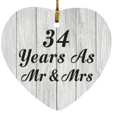 34th Anniversary 34 Years As Mr & Mrs - Heart Ornament F