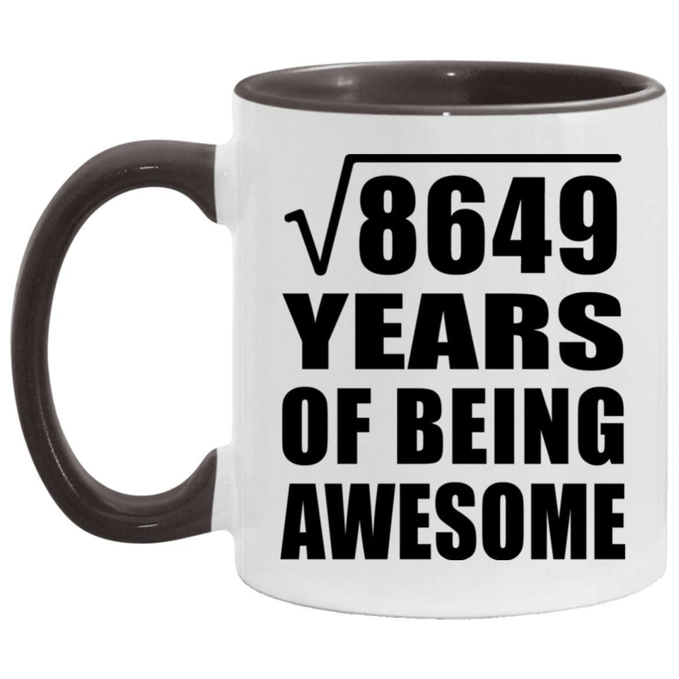 93rd Birthday Square Root of 8649 Years of Being Awesome - 11oz Accent Mug Black