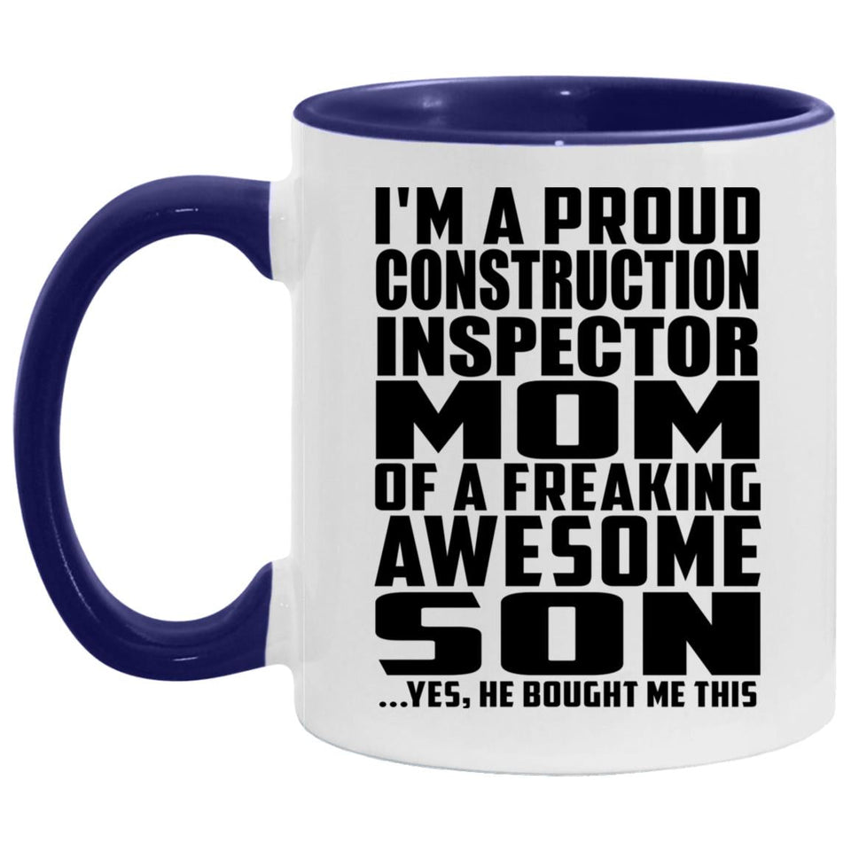 Proud Construction Inspector Mom Of Awesome Son - 11oz Accent Mug Purple