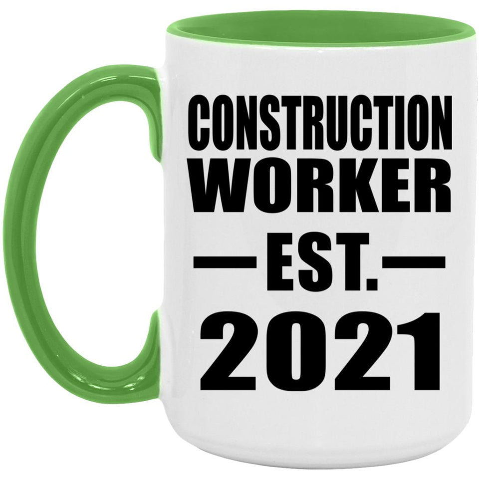 Construction Worker Established EST. 2021 - 15oz Accent Mug Green