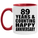 Happy 89th Anniversary 89 Years & Counting - 11oz Accent Mug Red