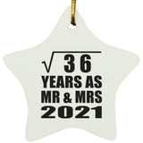 6th Anniversary Square Root of 36 Years As Mr & Mrs 2021 - Star Ornament