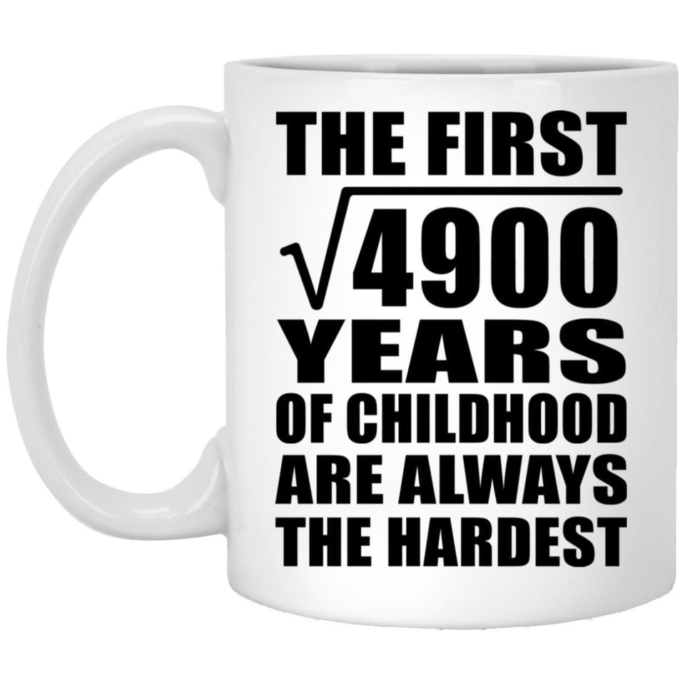 70th Birthday Square Root of 4900 Years of Childhood - 11oz Coffee Mug