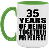 35th Anniversary 35 Years Of Being Mr Perfect - 15oz Accent Mug Green