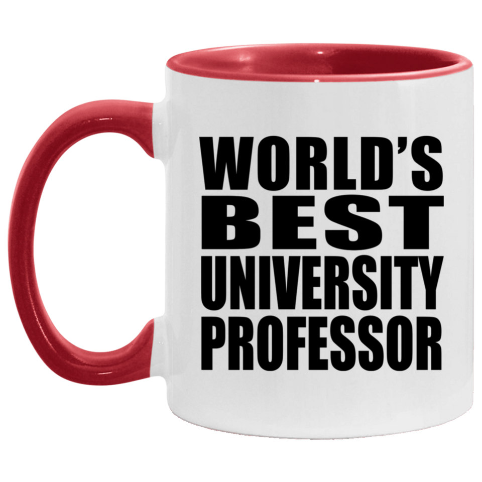 World's Best University Professor - 11oz Accent Mug Red