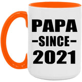 Papa Since 2021 - 15oz Accent Mug Orange