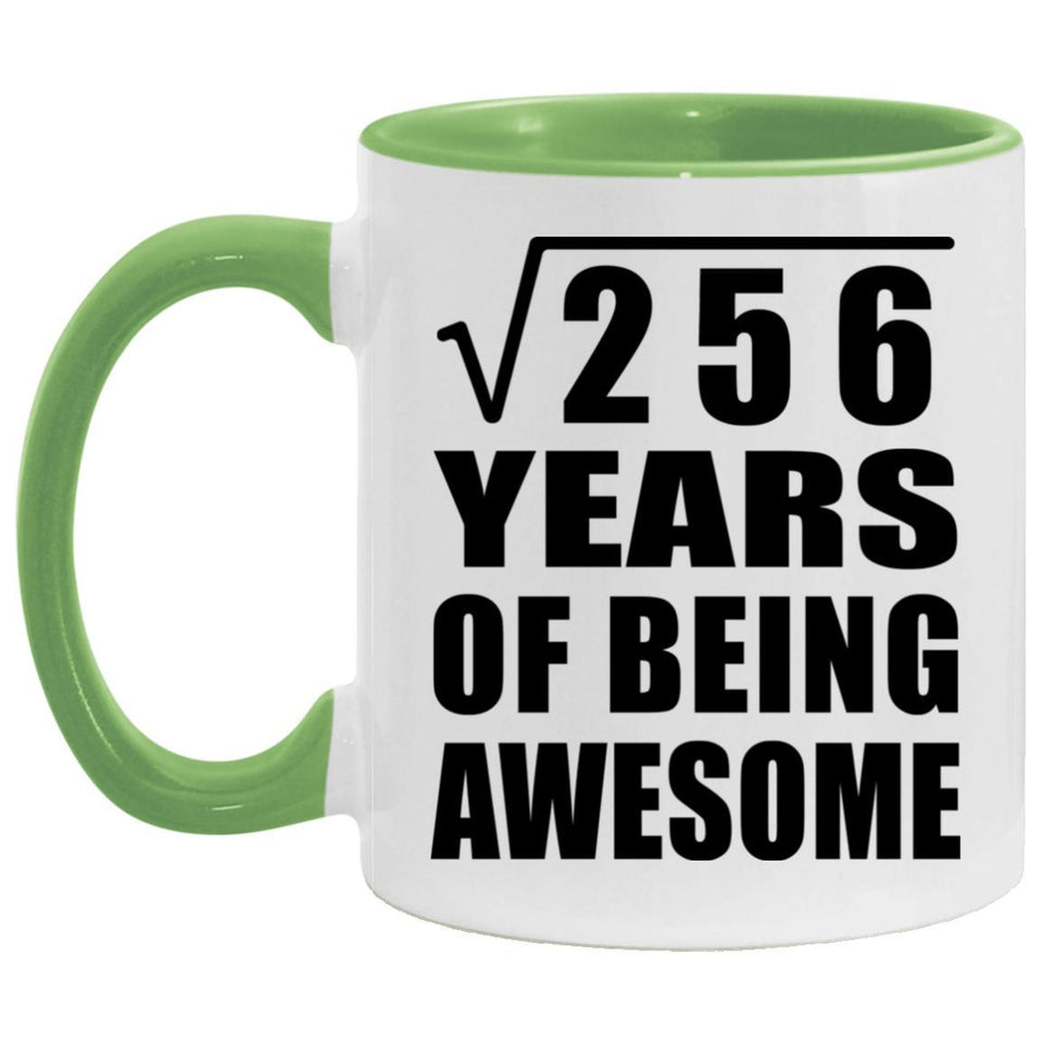 16th Birthday Square Root of 256 Years of Being Awesome - 11oz Accent Mug Green