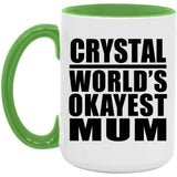 Crystal World's Okayest Mum - 15oz Accent Mug Green