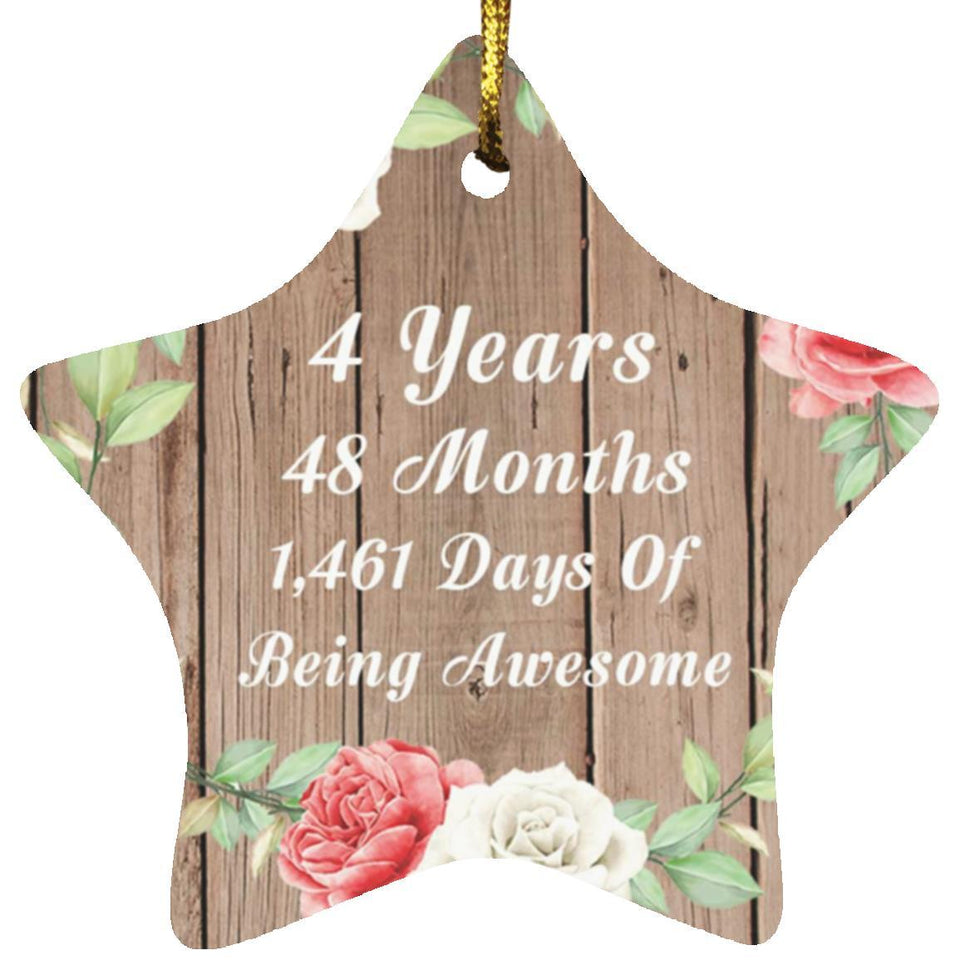 4th Birthday 4 Years 48 Months 1,461 Days Of Awesome - Star Ornament B
