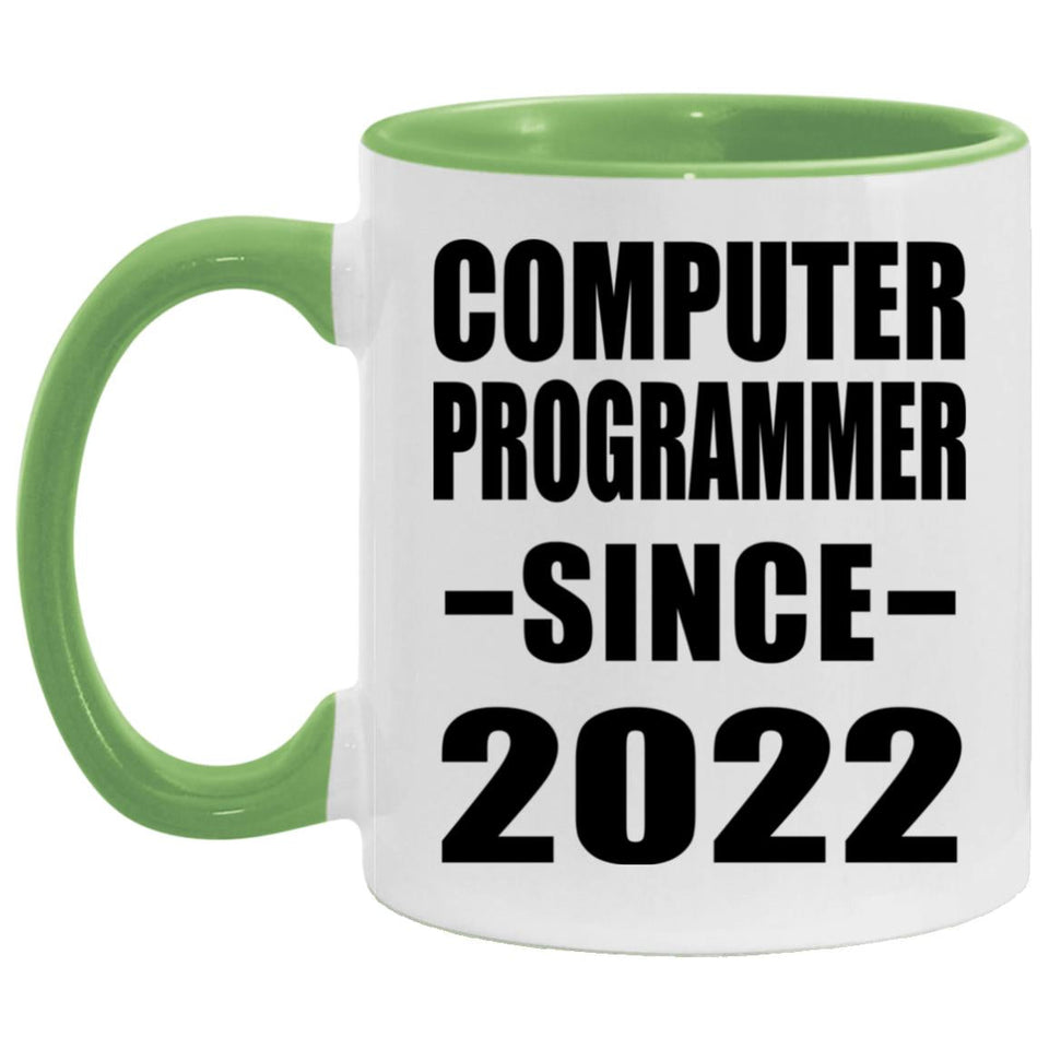 Computer Programmer Since 2022 - 11oz Accent Mug Green
