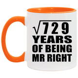 27th Anniversary Square Root of 729 Years of Being Mr Right - 11oz Accent Mug Orange