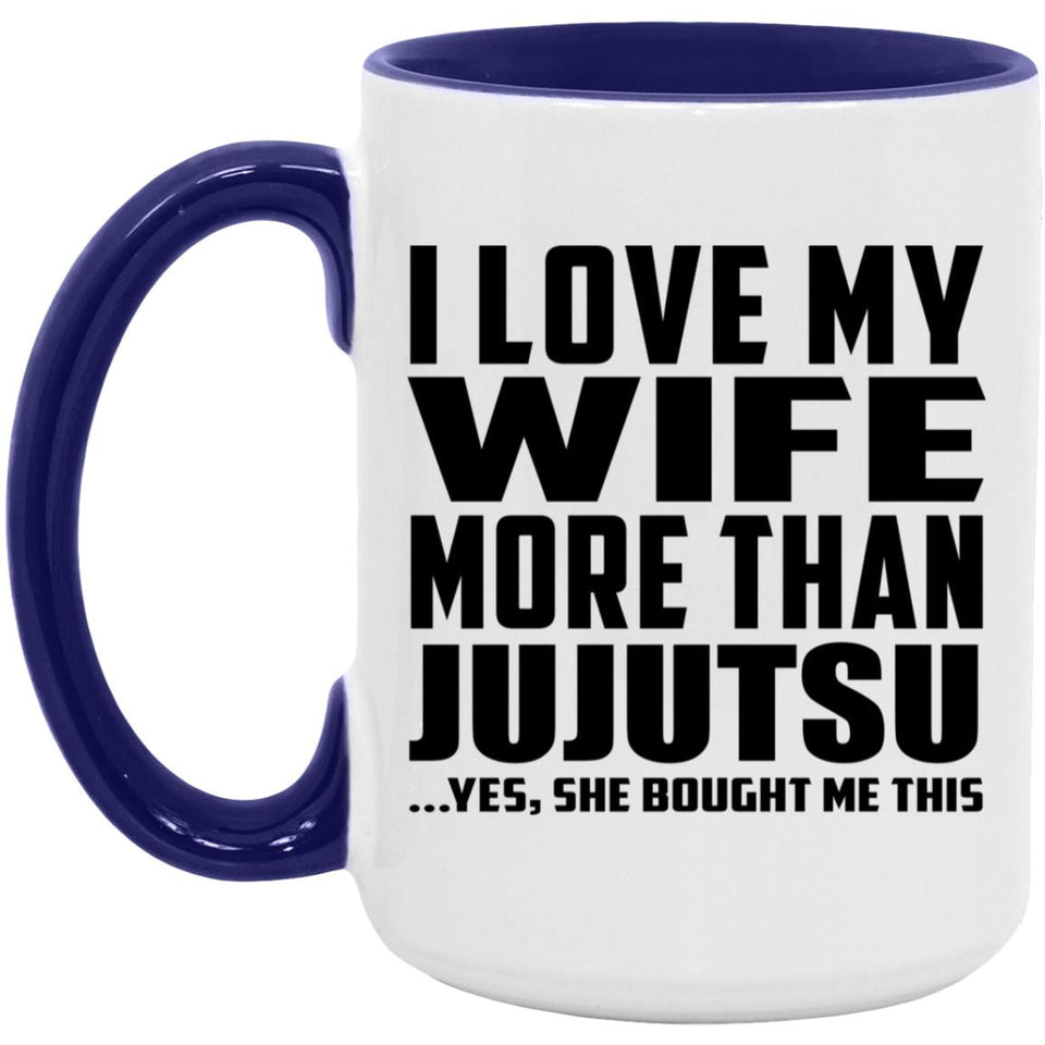 I Love My Wife More Than Jujutsu - 15oz Accent Mug Purple