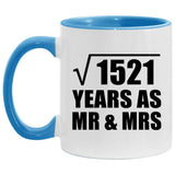39th Anniversary Square Root of 1521 Years As Mr & Mrs - 11oz Accent Mug Blue