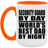 Security Guard By Day World's Best Dad By Night - 15oz Accent Mug Orange