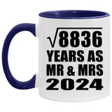 94th Anniversary Square Root of 8836 Years As Mr & Mrs 2024 - 11oz Accent Mug Purple