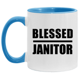 Blessed Janitor - 11oz Accent Mug Blue