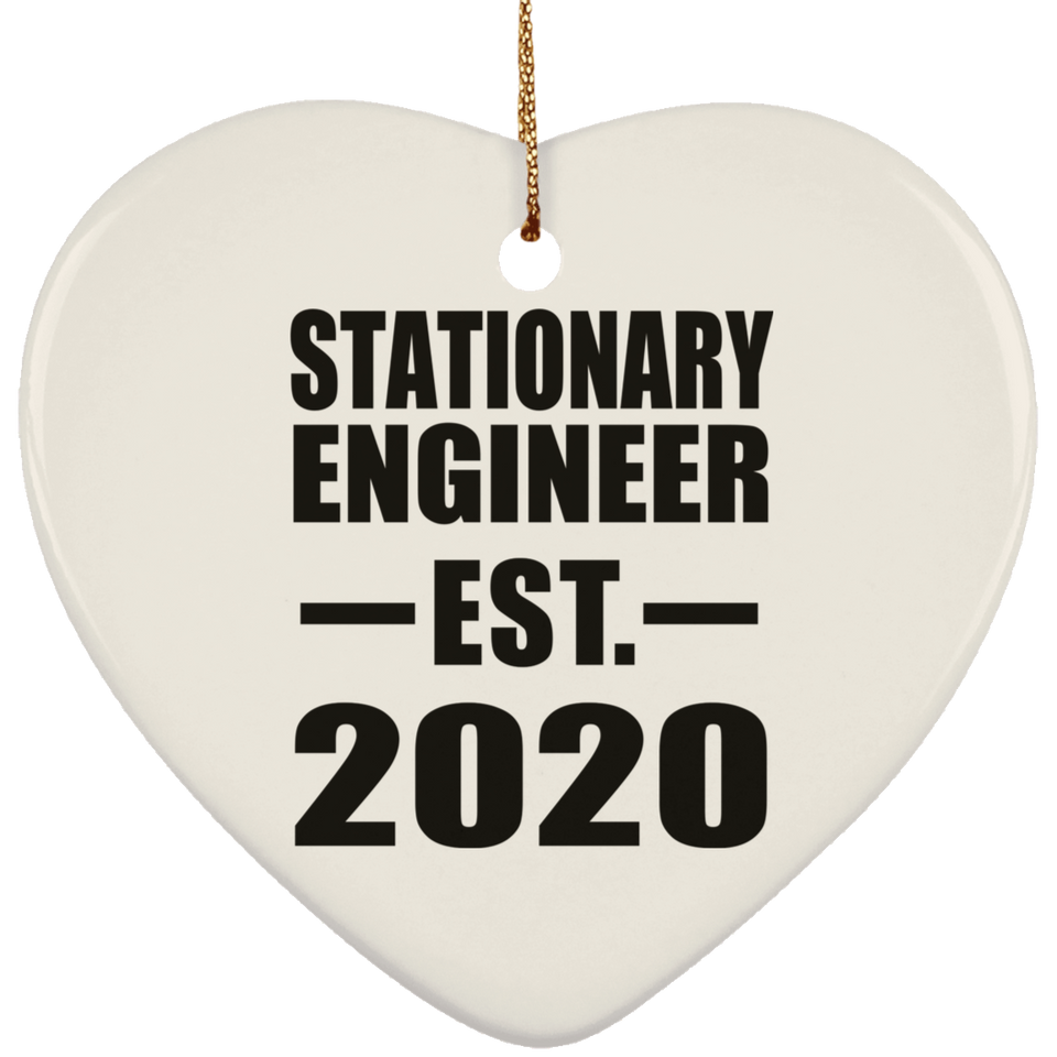 Stationary Engineer Established EST. 2020 - Heart Ornament