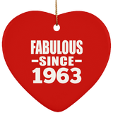 61st Birthday Fabulous Since 1963 - Heart Ornament