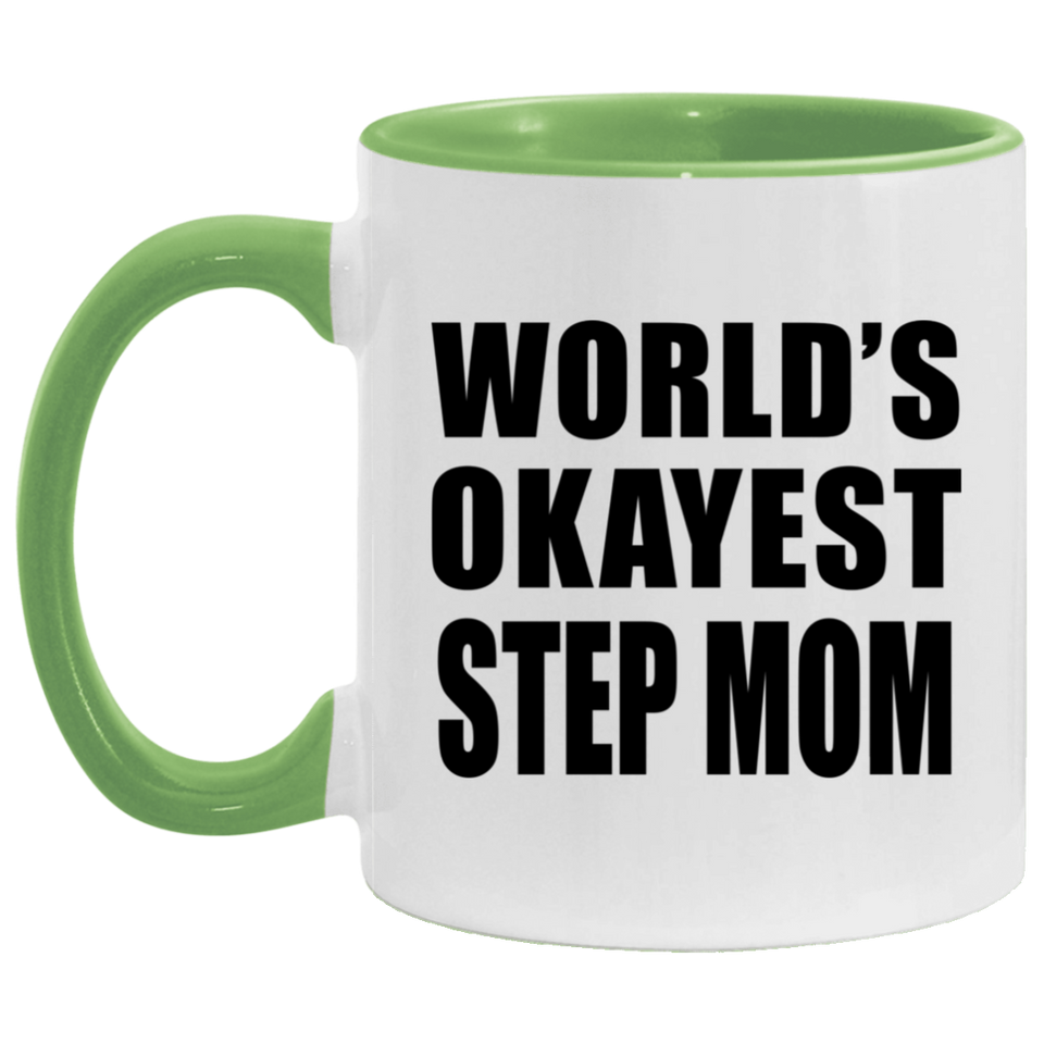 World's Okayest Step Mom - 11oz Accent Mug Green