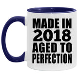 6th Birthday Made In 2018 Aged to Perfection - 11oz Accent Mug Purple