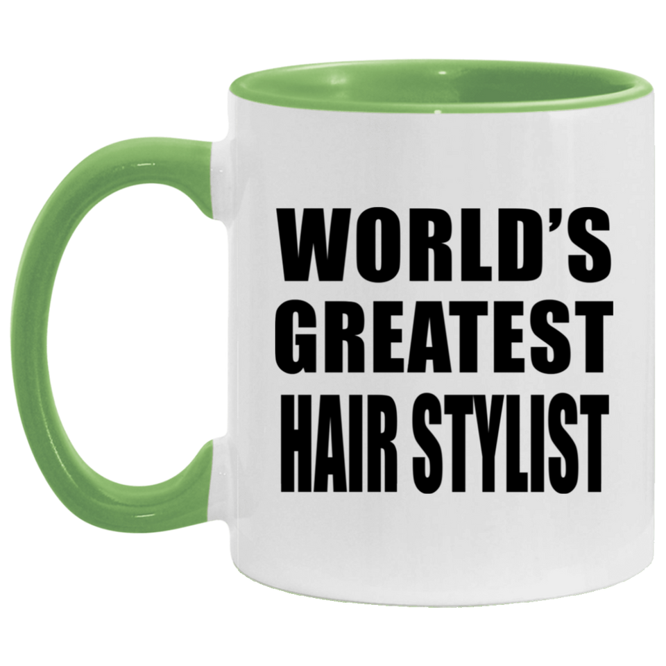 World's Greatest Hair Stylist - 11oz Accent Mug Green