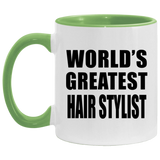 World's Greatest Hair Stylist - 11oz Accent Mug Green