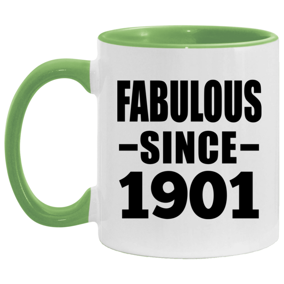 123rd Birthday Fabulous Since 1901 - 11oz Accent Mug Green