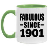 123rd Birthday Fabulous Since 1901 - 11oz Accent Mug Green