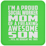 Proud Social Worker Mom Of Awesome Son - Drink Coaster