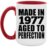 47th Birthday Made In 1977 Aged to Perfection - 15oz Accent Mug Red