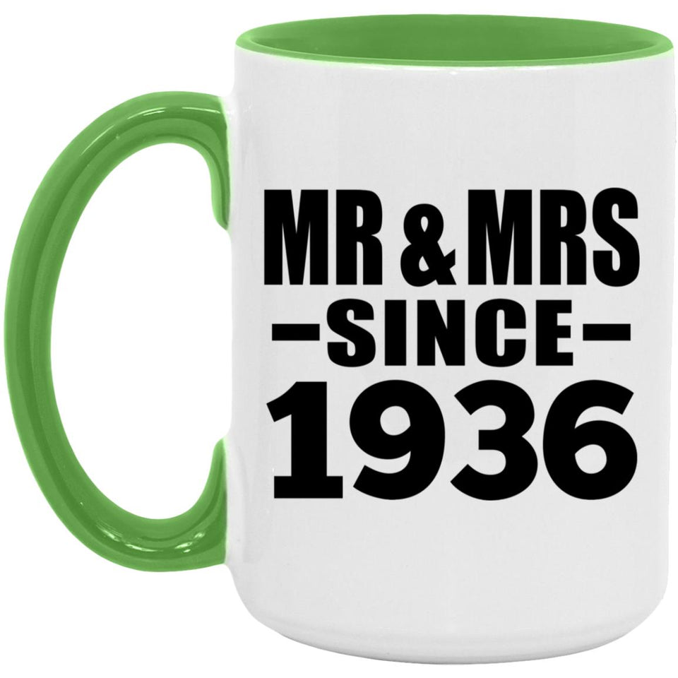 88th Anniversary Mr & Mrs Since 1936 - 15oz Accent Mug Green