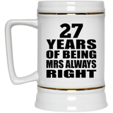 27th Anniversary 27 Years of Being Mrs Always Right - Beer Stein