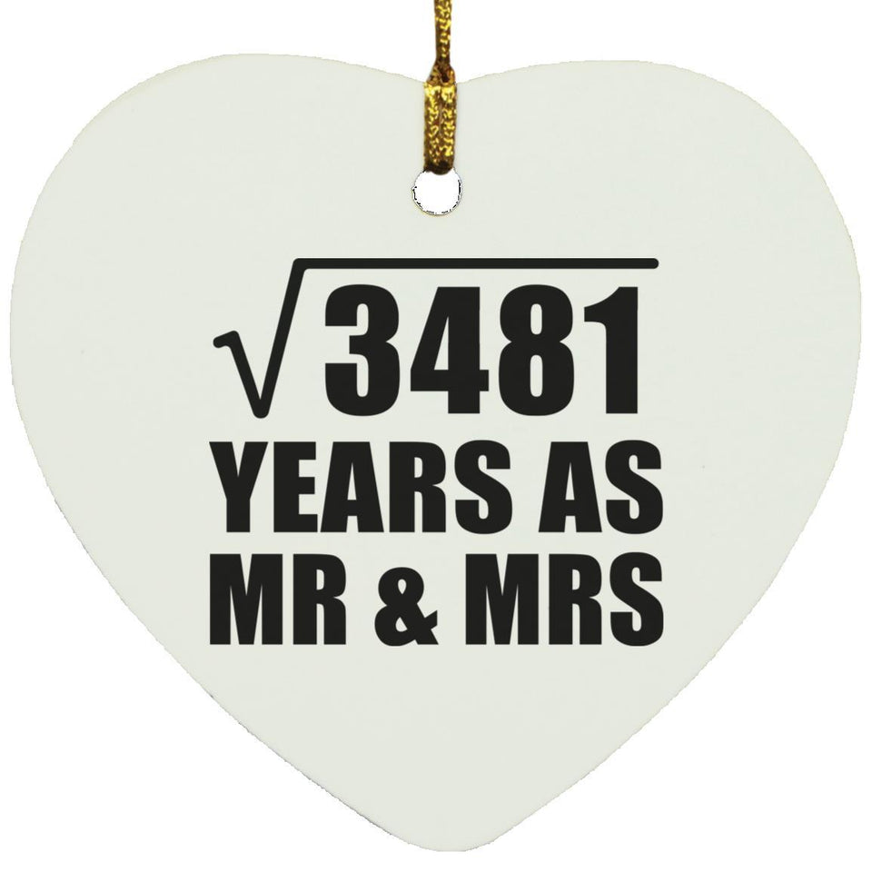 59th Anniversary Square Root of 3481 Years As Mr & Mrs - Heart Ornament