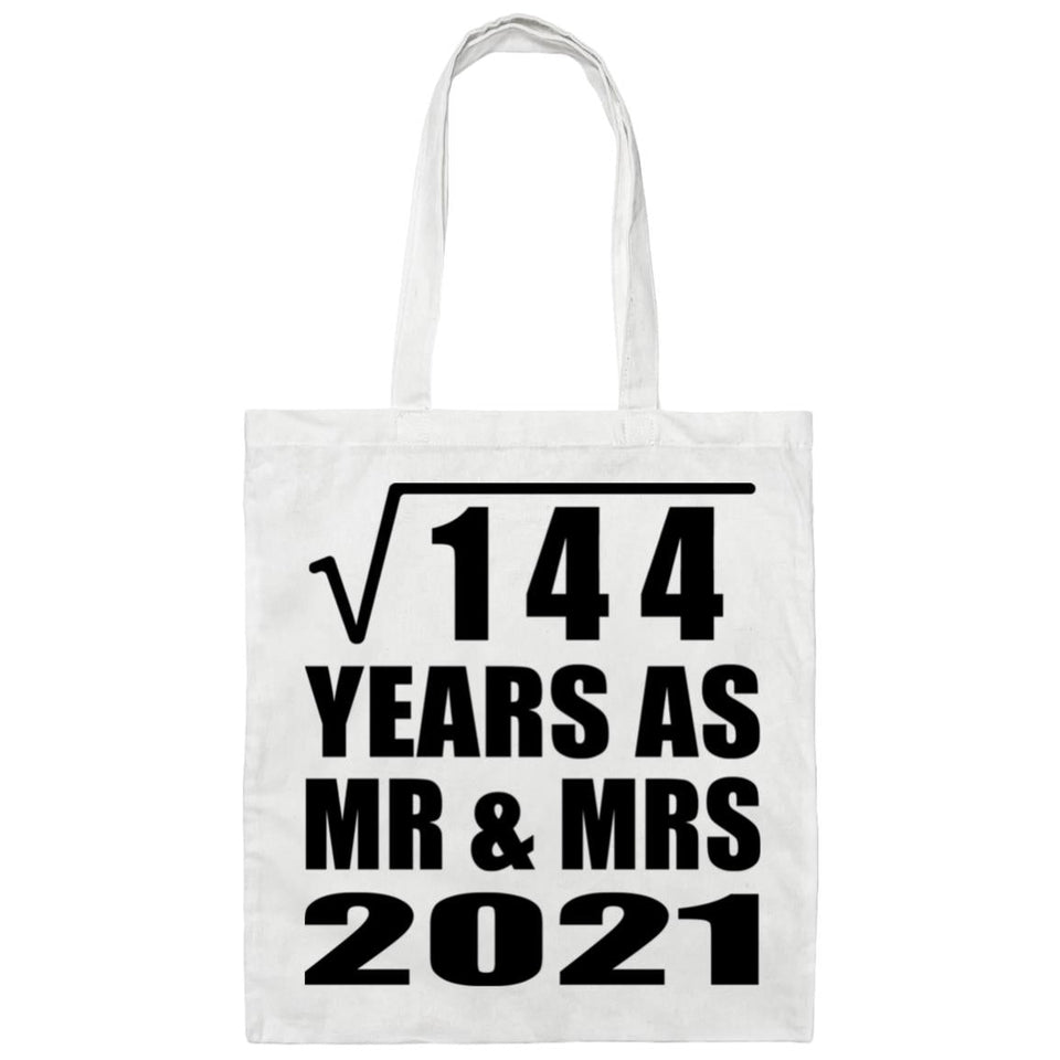 12th Anniversary Square Root of 144 Years As Mr & Mrs 2021 - Tote Bag White