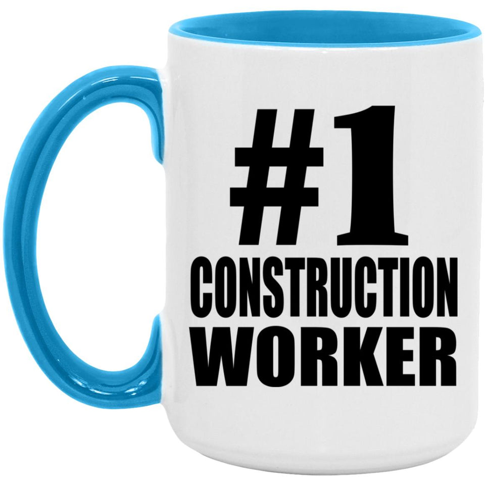 Number One #1 Construction Worker - 15oz Accent Mug Blue