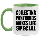 Collecting Postcards Makes Life Special - 11oz Accent Mug Green
