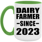Dairy Farmer Since 2023 - 15oz Accent Mug Green