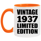 87th Birthday Vintage 1937 Limited Edition - 11oz Accent Mug Orange