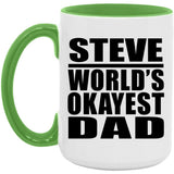 Steve World's Okayest Dad - 15oz Accent Mug Green