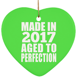 7th Birthday Made In 2017 Aged to Perfection - Heart Ornament