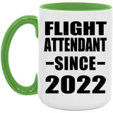 Flight Attendant Since 2022 - 15oz Accent Mug Green