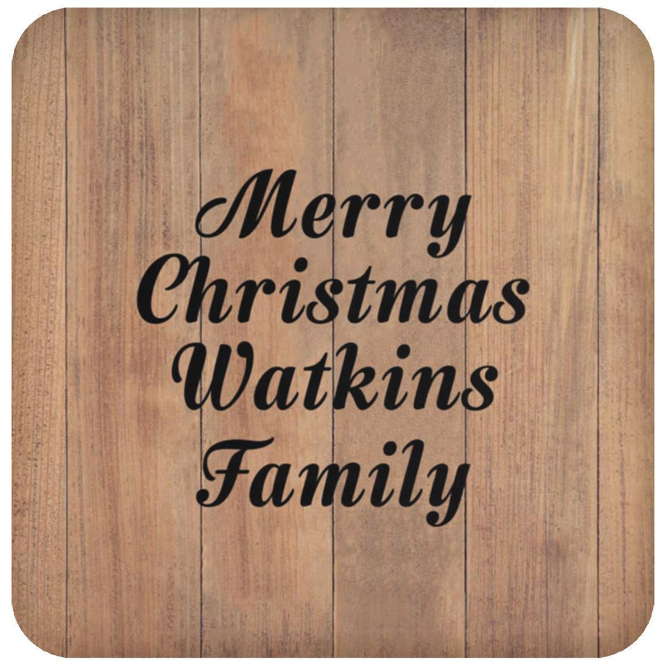 Merry Christmas Watkins Family - Drink Coaster C