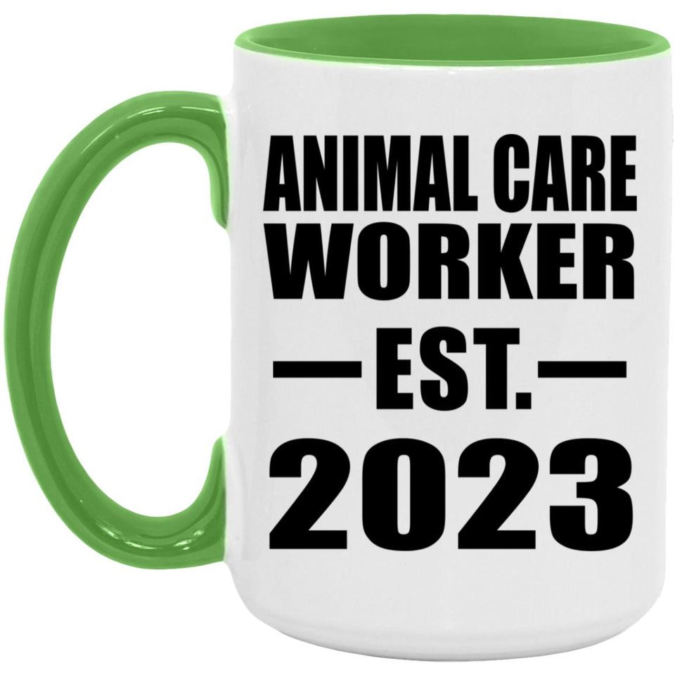 Animal Care Worker Established EST. 2023 - 15oz Accent Mug Green
