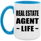 Real Estate Agent Life - 15oz Accent Mug Blue