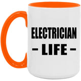 Electrician Life - 15oz Accent Mug Orange