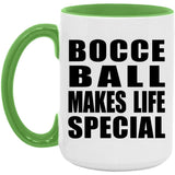 Bocce Ball Makes Life Special - 15oz Accent Mug Green